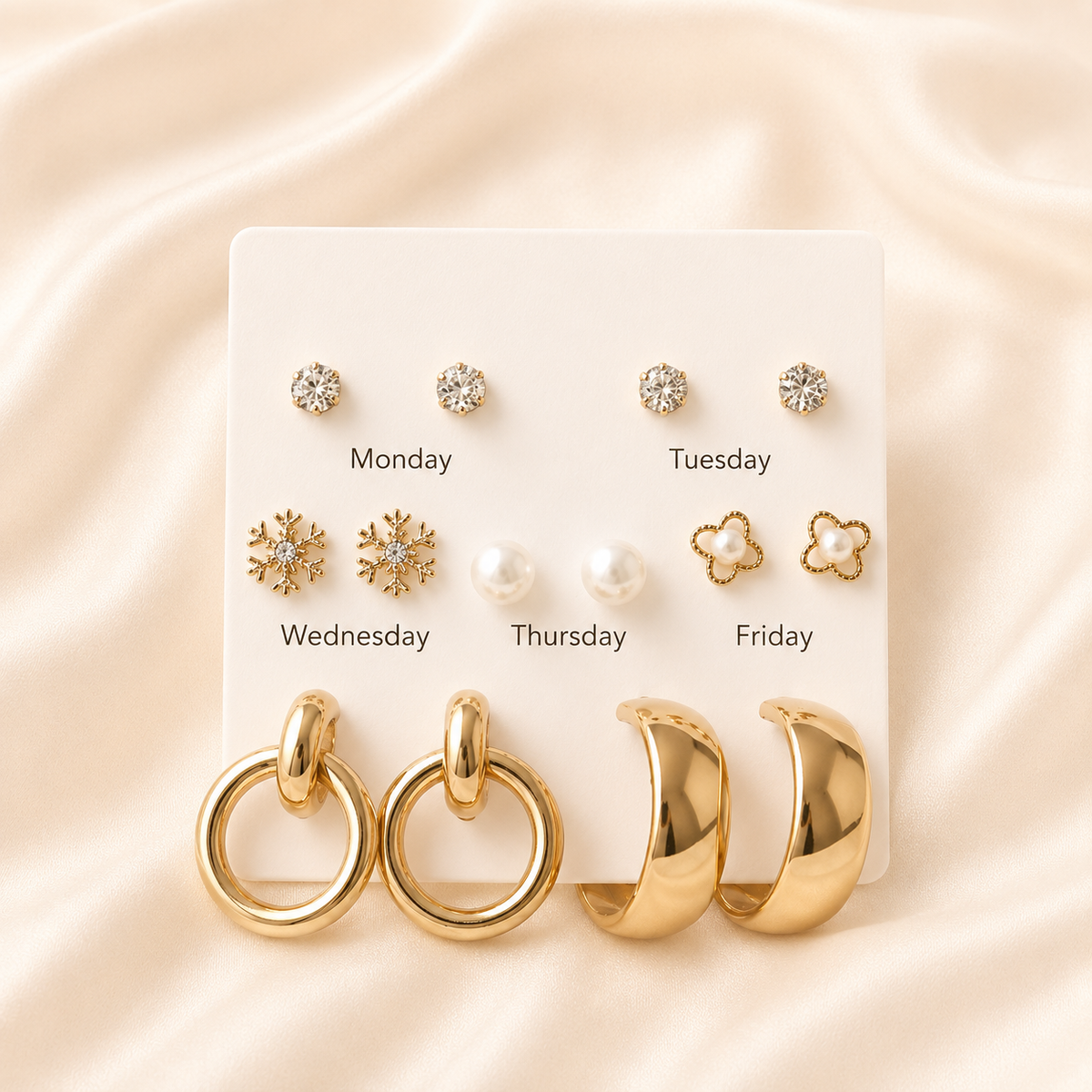 7-Day Gold Earring Set